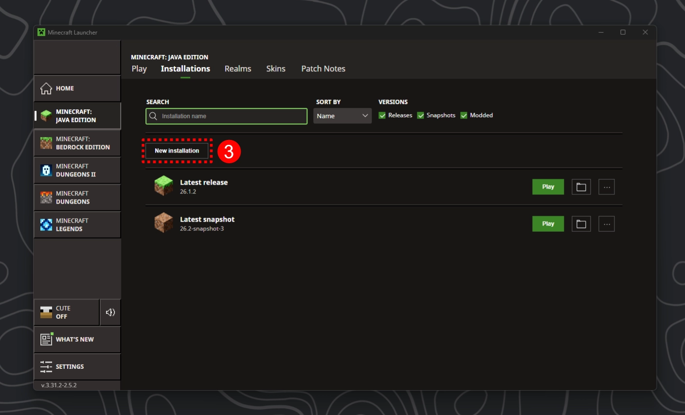 Click the New Installation button