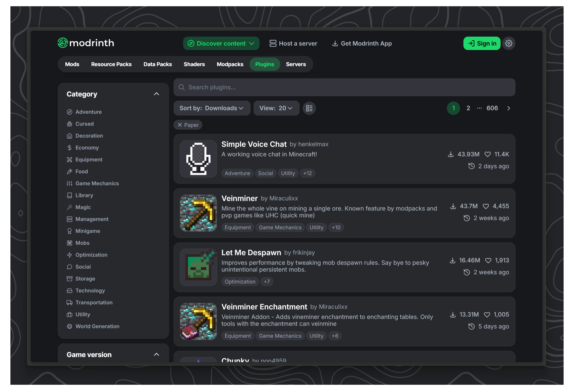 Modrinth Plugin Homepage